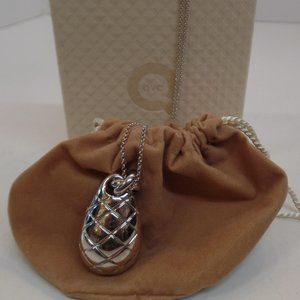 QVC Italian Made 9.25 Sterling Silver Pineapple Necklace on 30" Chain Boxed Set